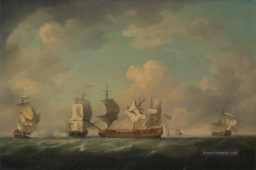 Charles Brooking Die Erfassung der Marquis d Antin und der Louis Erasme Seeschlacht Ölgemälde